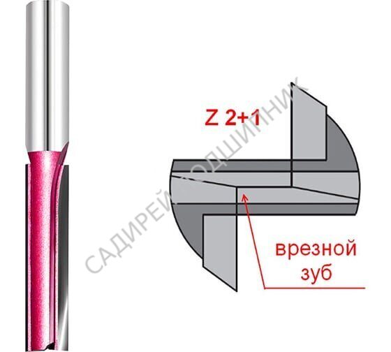 Фреза прямая пазовая с врезным зубом Z=2+1 D=12x70x114 S=12 PROCUT 105239-1P